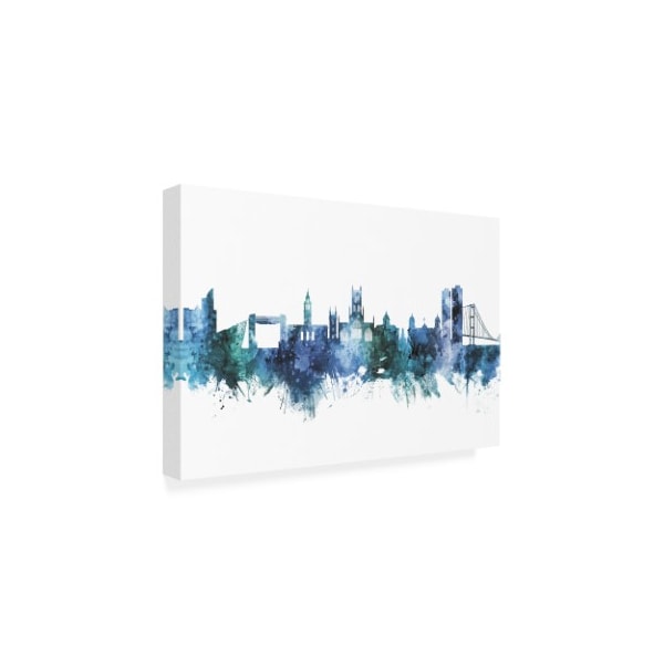 Michael Tompsett 'Kingston Upon Hull England Skyline Blue' Canvas Art,22x32